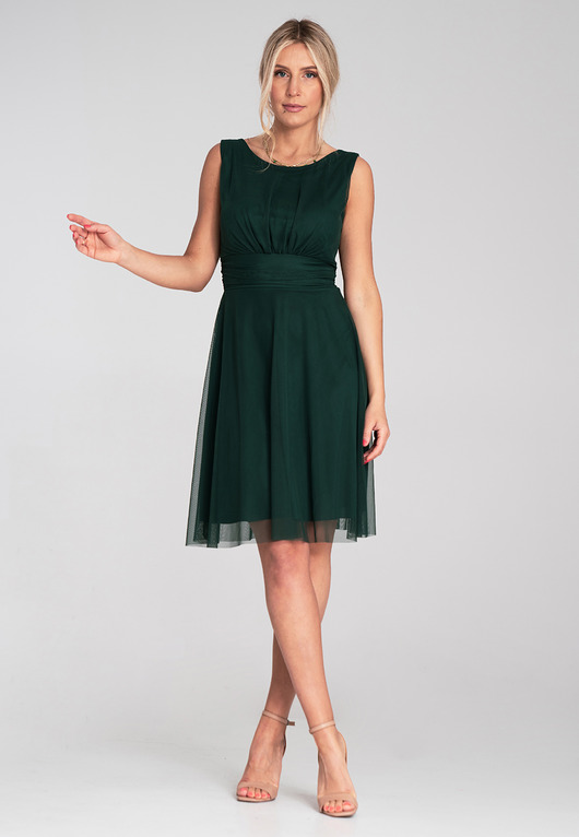 sukienki midi damskie Elegancka sukienka koktajlowa midi bez rękawów z wycięciem na plecach - M1208