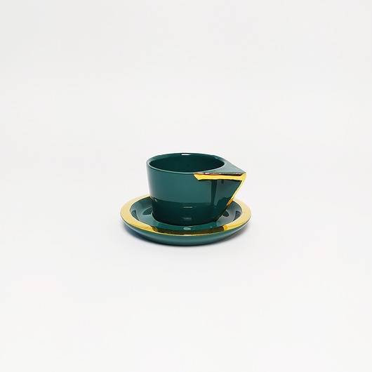 kubki i filiżanki Filiżanka espresso, morska złocona