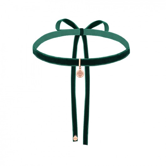 Szmaragdowy aksamitny choker z rozetką  SOTHO
