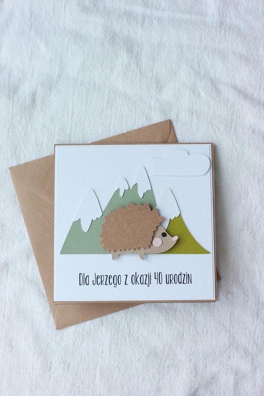 kartki scrapbooking Kartka z jeżem dla Jerzego