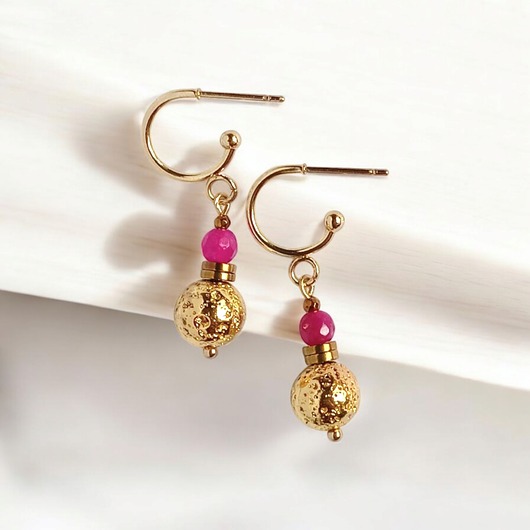 kolczyki z kamieniami Kolczyki SUMMER gold : sztyfty kółka