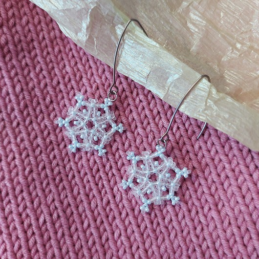 kolczyki szklane Kolczyki Śnieżynki błękitne