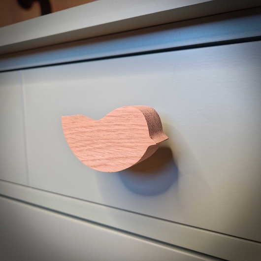 gałki do mebli Drewniane gałki do mebli, ptak, ptaszek z drewna, dąb v2