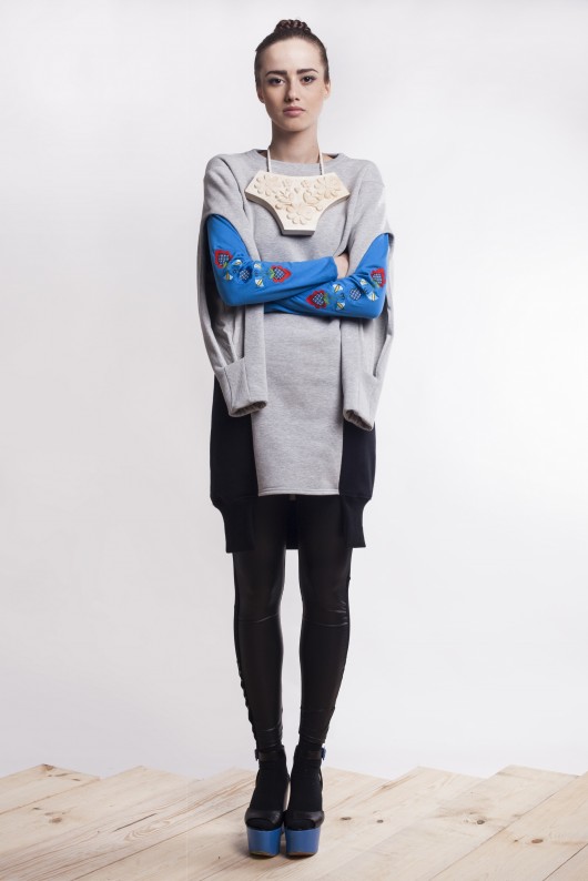 Dress with blue sleeves  Karolina Marczuk
