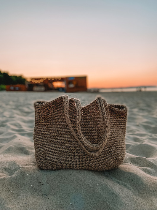 torby na ramię Torba kosz ze sznurka jutowego beżowa