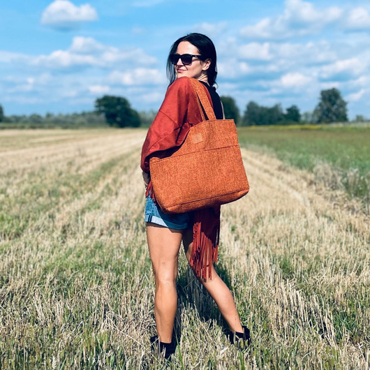 torby na ramię Torba shopper "Mili City Vibes" - rudy brąz - plecionka