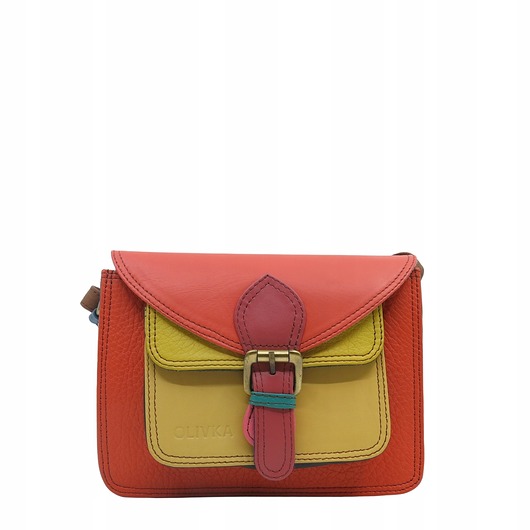 torby na ramię Torebka listonoszka oryginalna skórzana kolorowa elegancka pasek eko OLIVKA