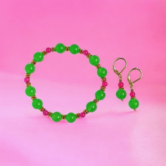 komplet biżuterii RAZEM TANIEJ! summer collection : bransoletka i kolczyki : jadeit III