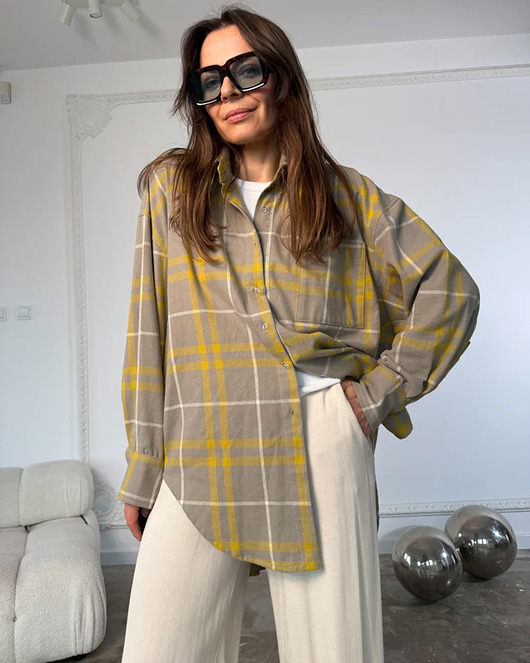 koszule damskie Koszula Calm oversize beige yellow