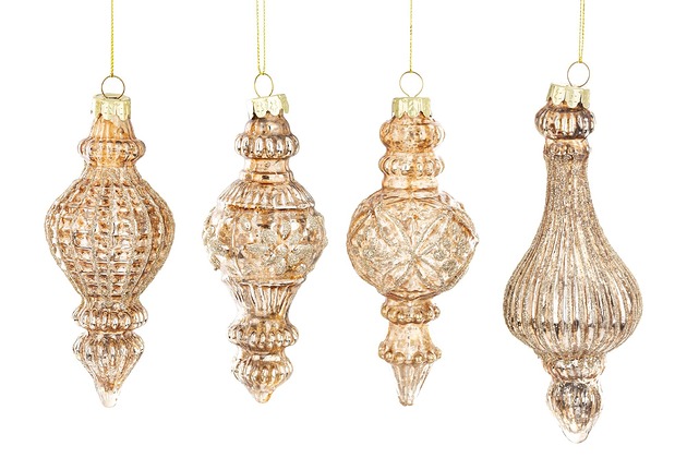 bombki Bombka szklana 4szt. 14x6, 16,5x6 cm JOLANDA pomarańczowa