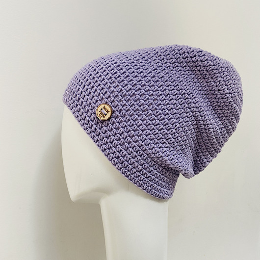 czapki damskie Czapka przejściowa cienka beanie smerf bawełna lawenda