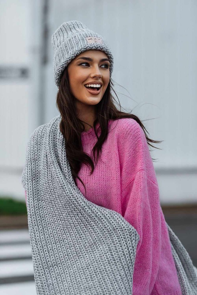 czapki damskie Czapka PERLA GRAY