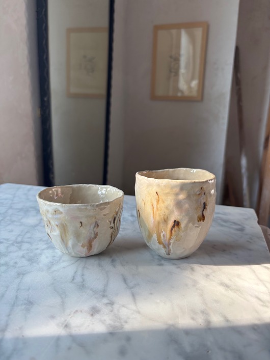 kubki i filiżanki Zestaw 2 Organicznych Ceramicznych Czarek  Melted Ice Cream 200 ml i 150 ml
