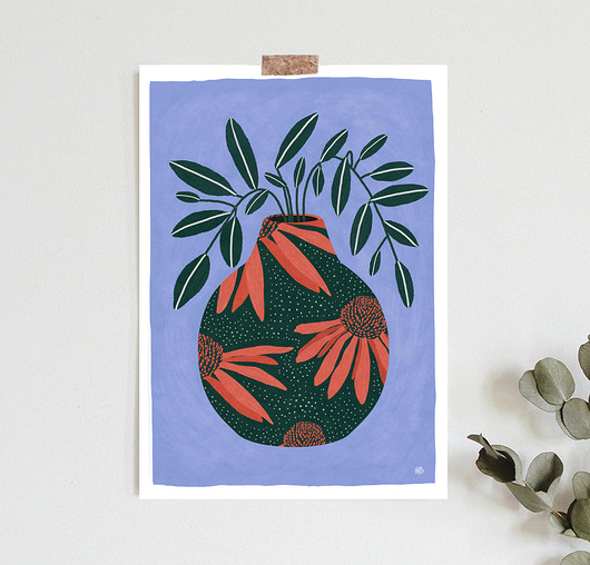 Vase with flowers art giclee print Żaneta Antosik PRINTS