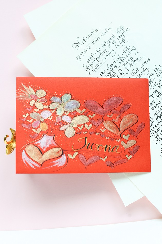 kartki scrapbooking Kaligrafowany list na zamówienie