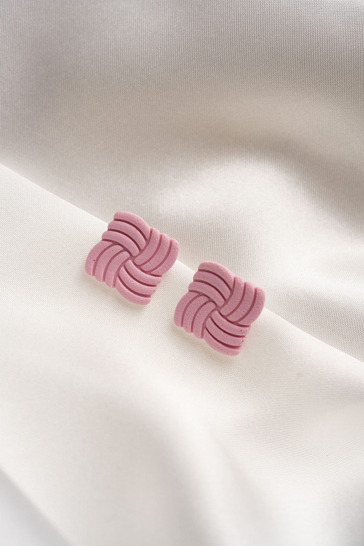 kolczyki z masy plastycznej Sztyfty knot miętowe