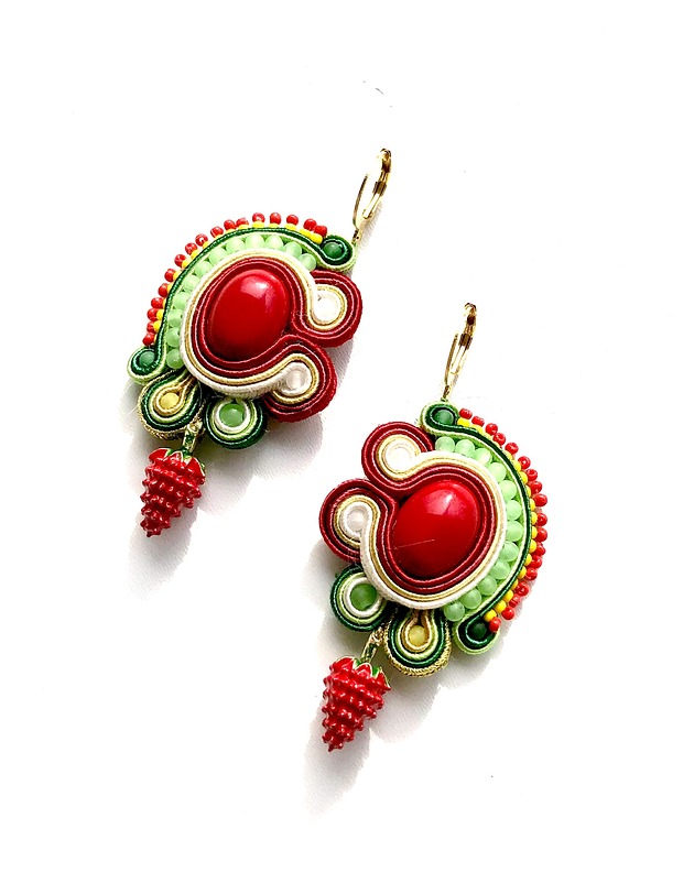kolczyki soutache Sutaszowe kolczyki STRAWBERRY