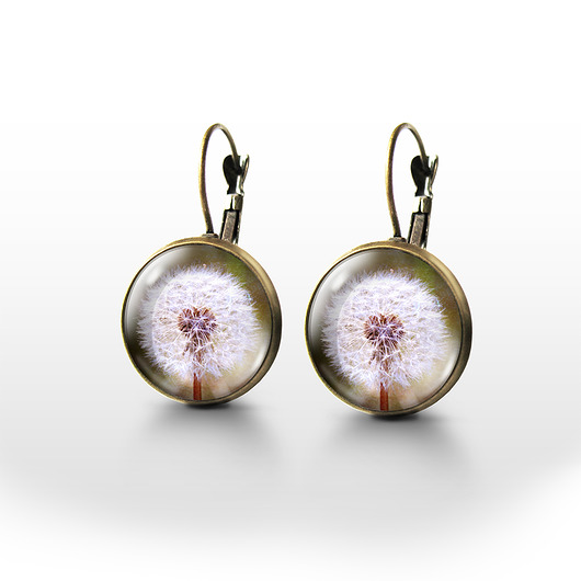 kolczyki szklane Kolczyki - Dmuchawiec - brąz