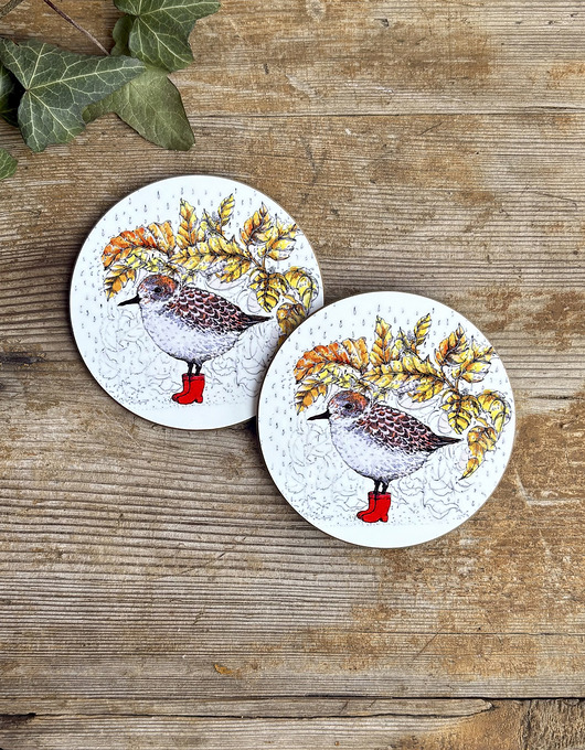 podkładki do kuchni Podkładki pod kubek- Biegus- Ptaszek w butach