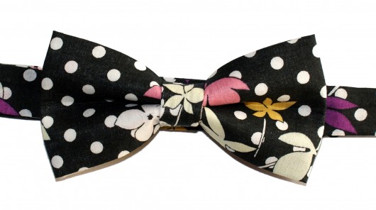 Mucha bowstyle czarna w grochy i kwiaty bowstyle
