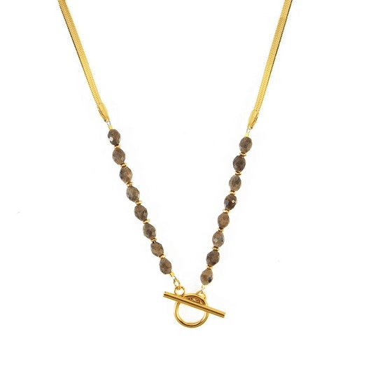 biżuteria różna Naszyjnik płaska Żmijka z brązowym Labradorytem