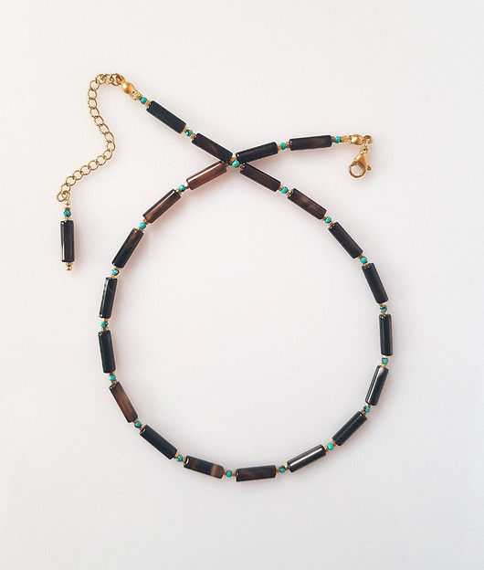 chokery Naszyjnik z Onyksem Pasiastym