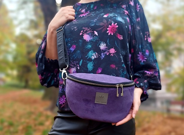 saszetka nerka Zamszowa torebko nerka Fioletowa