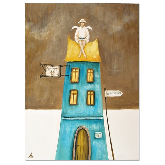 obrazy Anioł Dachowiec IV obraz ręcznie malowany anioł stróż