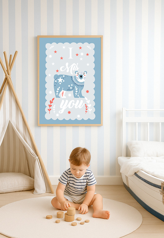 obrazy i plakaty do pokoju dziecięcego Plakat I miś you folk