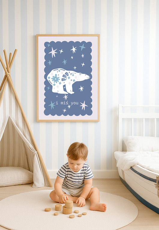 obrazy i plakaty do pokoju dziecięcego Plakat I miś you folk