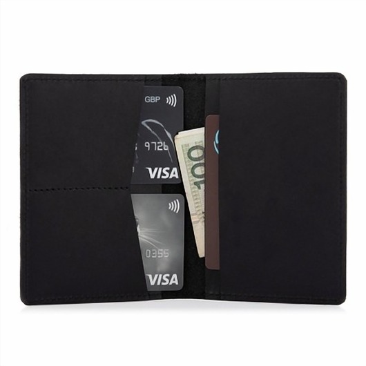 portfele męskie Portfel męski Slim Wallet na dokumenty i kary czarny ZC02B