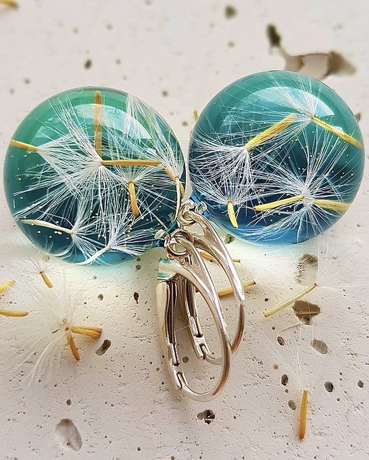 Kolczyki srebrne z nasionami dmuchawca Grol Jewellery