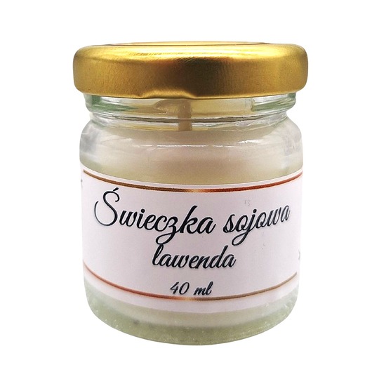 świeczniki i świece Świeczka Sojowa Lawendowa 40 ml Ręcznie Robiona w Szklanym Słoiczku
