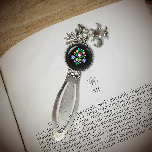 zakładki do książek Zakładka do książki - Folkowy czarny - lilia