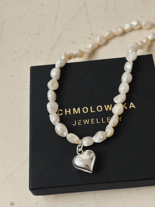 złote naszyjniki Naszyjnik z pereł naturalnych srebrne serce