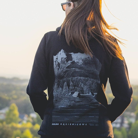 bluza z kapturem damska Bluza damska z kapturem rozpinana TATRY/DOLINA GĄSIENICOWA czarna