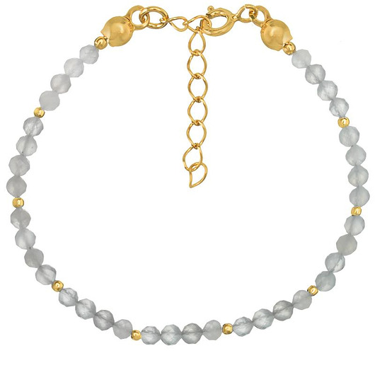 bransoletki z kamieni naturalnych Bransoletka srebrna pozłacana z kamieni naturalnych kamień księżycowy 3 mm