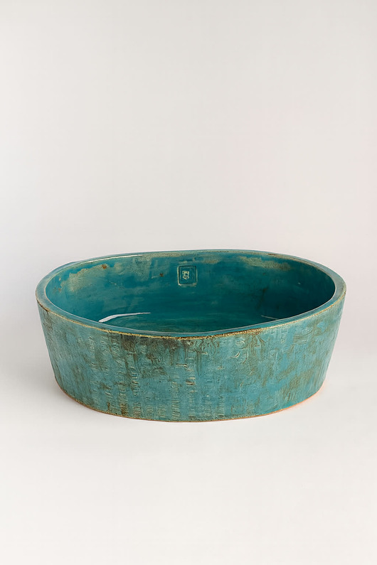 umywalki Umywalka ceramiczna, turkusowa owalna, zielona, nablatowa, niebieska