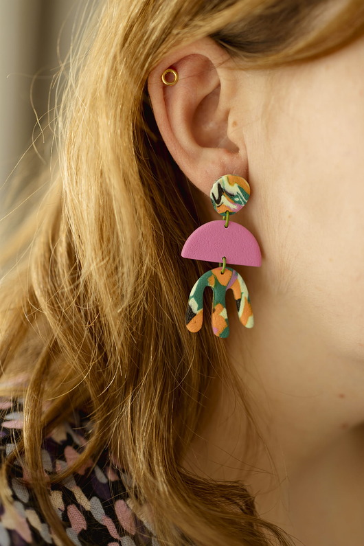 kolczyki z masy plastycznej Wiszące kolczyki Henri Matisse