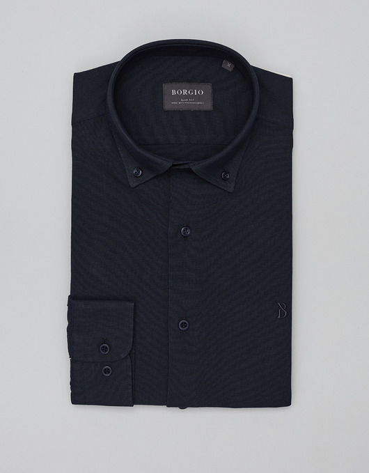 koszule męskie Koszula męska oleggio 00466 granatowy slim fit