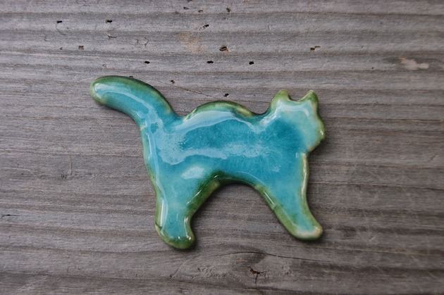 magnesy Ceramiczny magnes kot zielono turkusowy