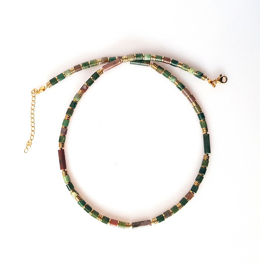 korale Naszyjnik z Agatem Indyjskim v Ciemny