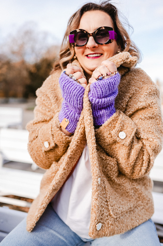 rękawiczki damskie Wełniane mitenki z wełny peruwiańskiej WOOLY