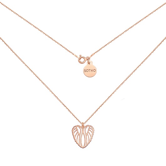 srebrne naszyjniki Naszyjnik ze skrzydełkami w kształcie serca z różowego złota