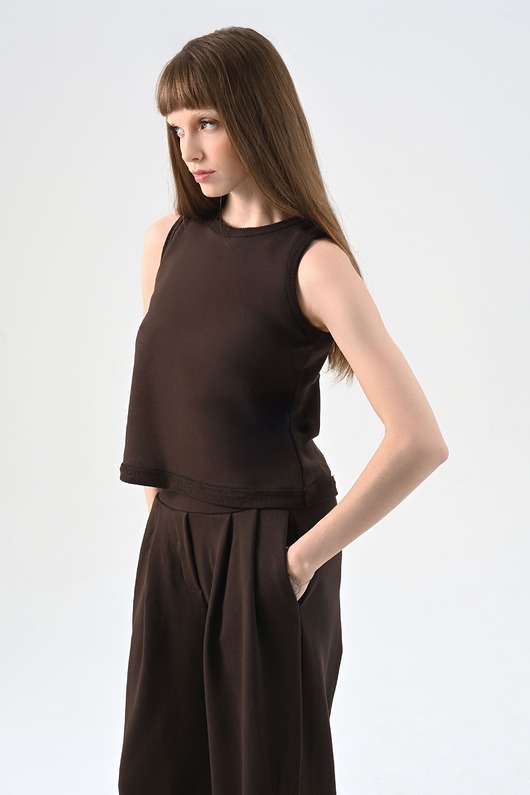 topy damskie Koszulka brązowa