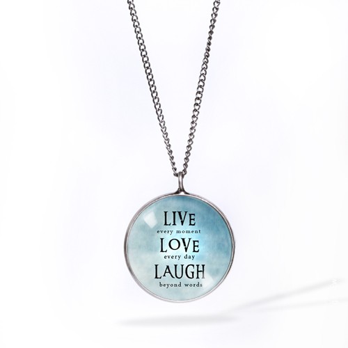 Live Love Laugh (blue) - naszyjnik simple Makaliboo