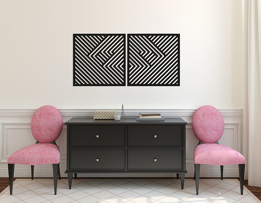 dekoracje - na ścianę 3D DEKORACYJNE PANELE GEOMETRYCZNE, MINIMALISTYCZNA DEKORACJA ŚCIENNA, CZARNY