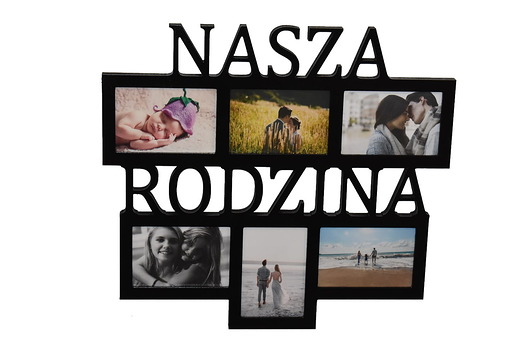 ramki na zdjęcia Multirama ramka na zdjęcia z napisem  Nasza Rodzina mdf 6 zdj