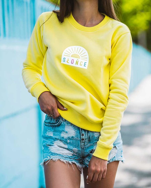 bluza bez kaptura damska Żółta bluza damska słońce