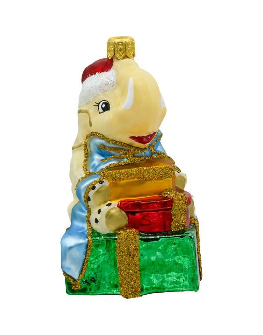 ozdoby choinkowe Bombka choinkowa: Słoń z prezentami: kremowy